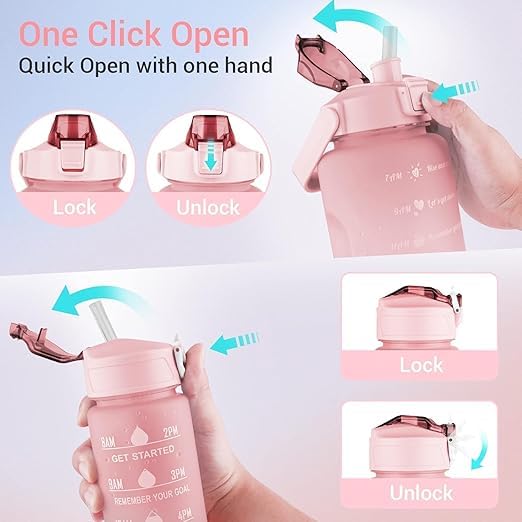 Motivational Water Bottle Set – 2L, 900ml & 300ml | Rainbow Gradient Multi-Colour Bottles with Time Marker