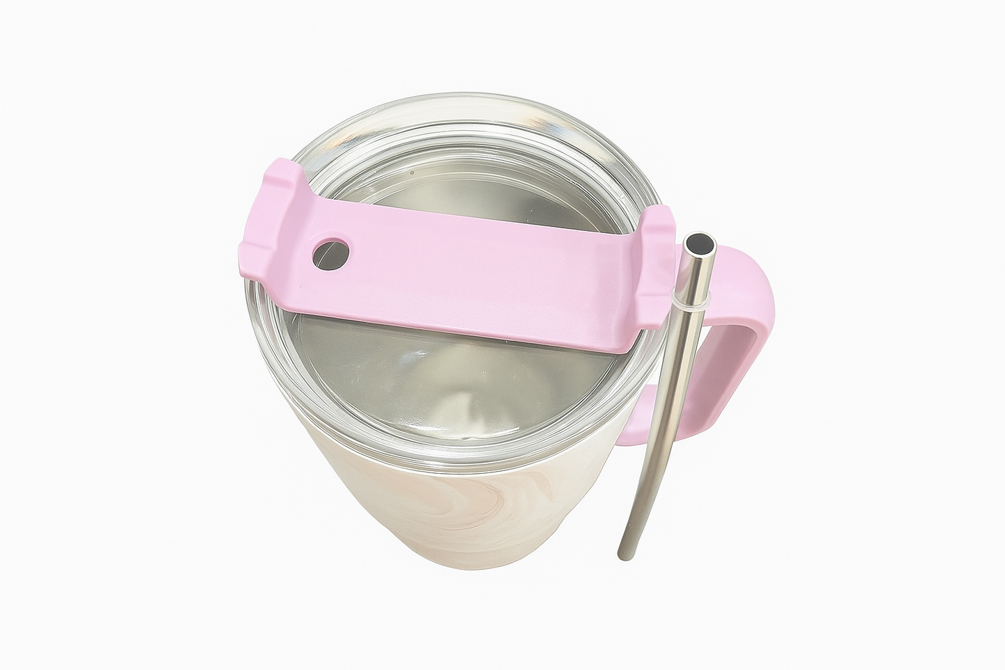 40oz Stainless Steel Insulated Tumbler with Handle & Straw – Vacuum Quencher Travel Mug with Leak-Resistant Lid for Hot & Cold Beverages (Pink)