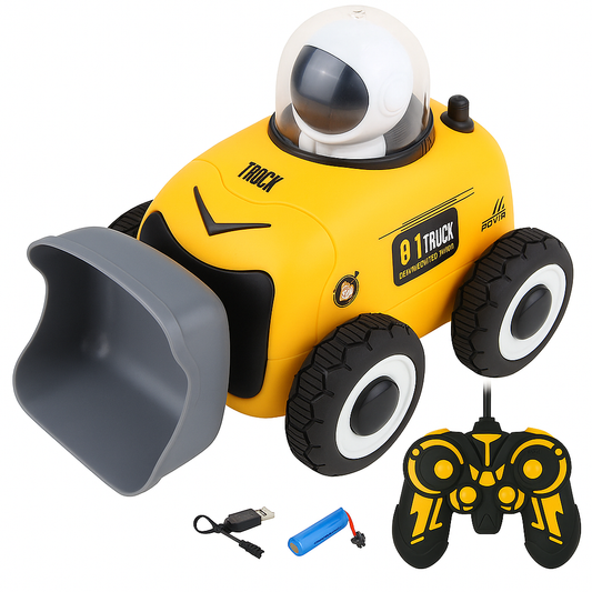 Remote Control Excavator Toy – Space-Themed RC Construction Truck with 360° Rotation, LED Lights & Music, Rechargeable for Boys & Girls