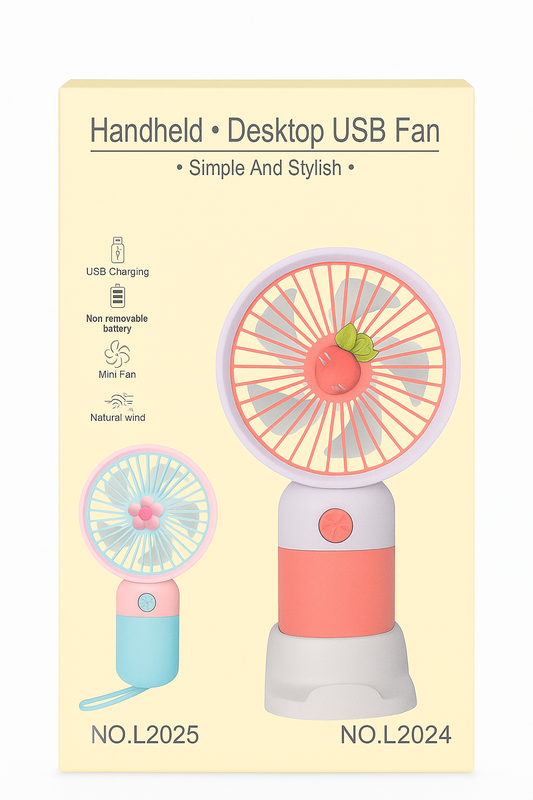 Rechargeable Mini Hand Fan – USB Charging | Portable, Handheld & Tabletop Fan (Assorted Colours)
