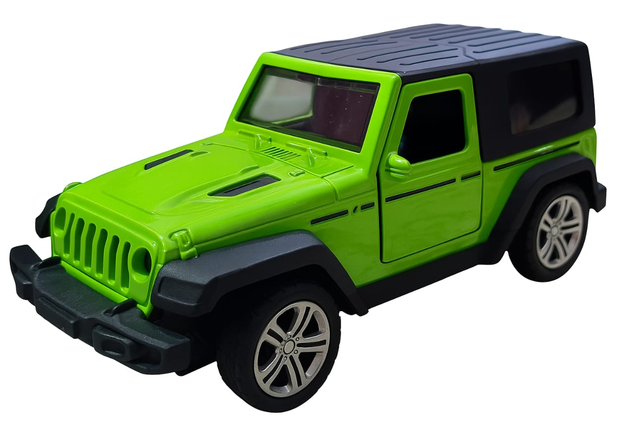 1:28 Scale Diecast Thar Toy Car – Pullback Function, Metal Body, Openable Doors | Durable & Realistic Model for Kids