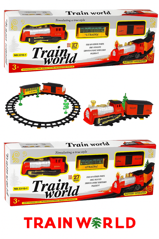 27-Piece Battery Operated Train Set with Interlocking Tracks & Scenery – Easy Assembly, Educational Fun for Kids 3+
