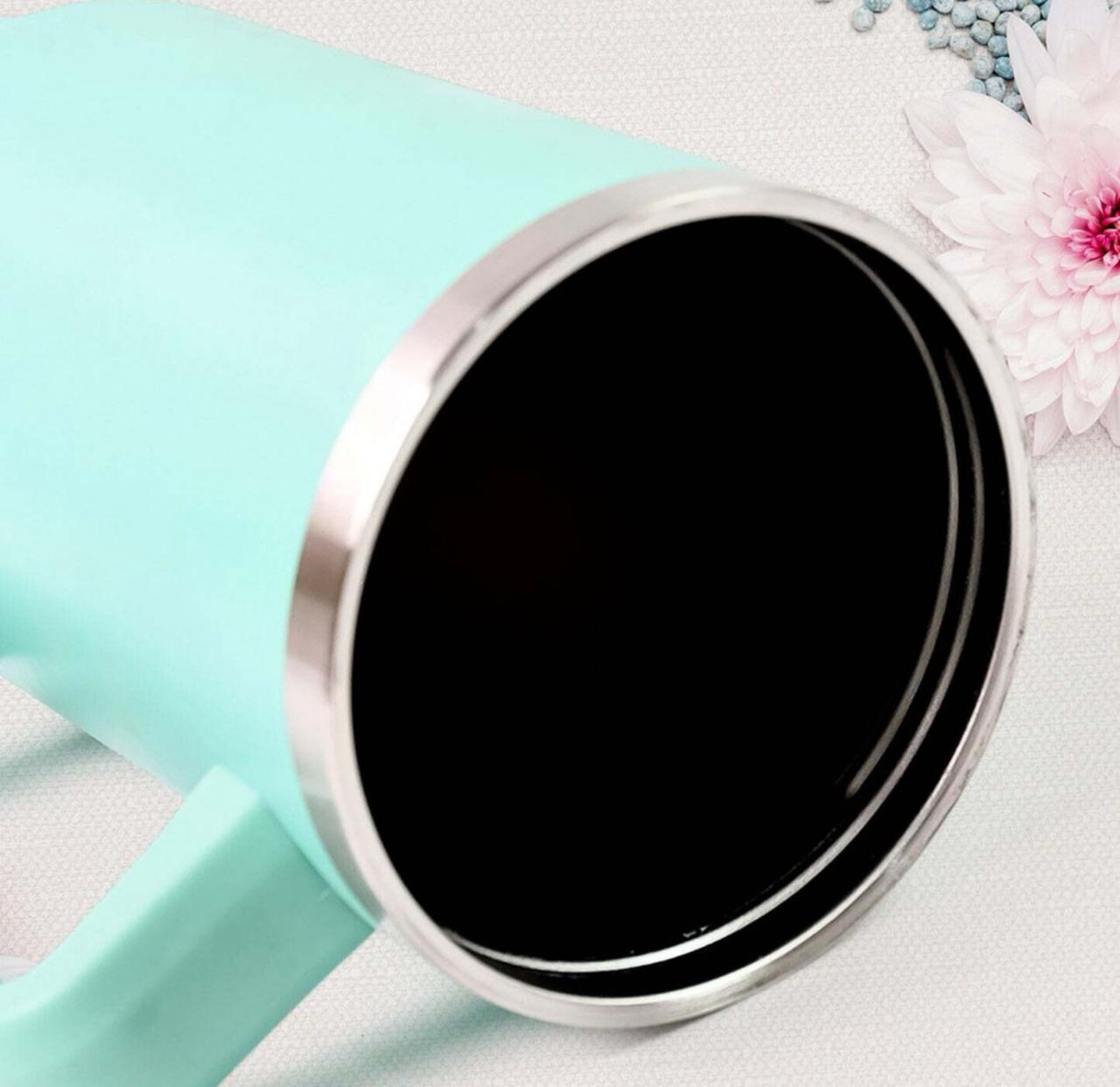 1200ml Stainless Steel Tumbler with Handle & Steel Straw | Double-Wall Vacuum Insulated Travel Mug | Spill-Proof Lid | Large Beer & Cold Drink Cup | Blue