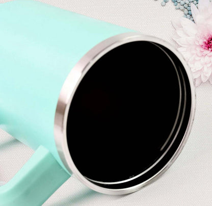 1200ml Stainless Steel Tumbler with Handle & Steel Straw | Double-Wall Vacuum Insulated Travel Mug | Spill-Proof Lid | Large Beer & Cold Drink Cup | Blue